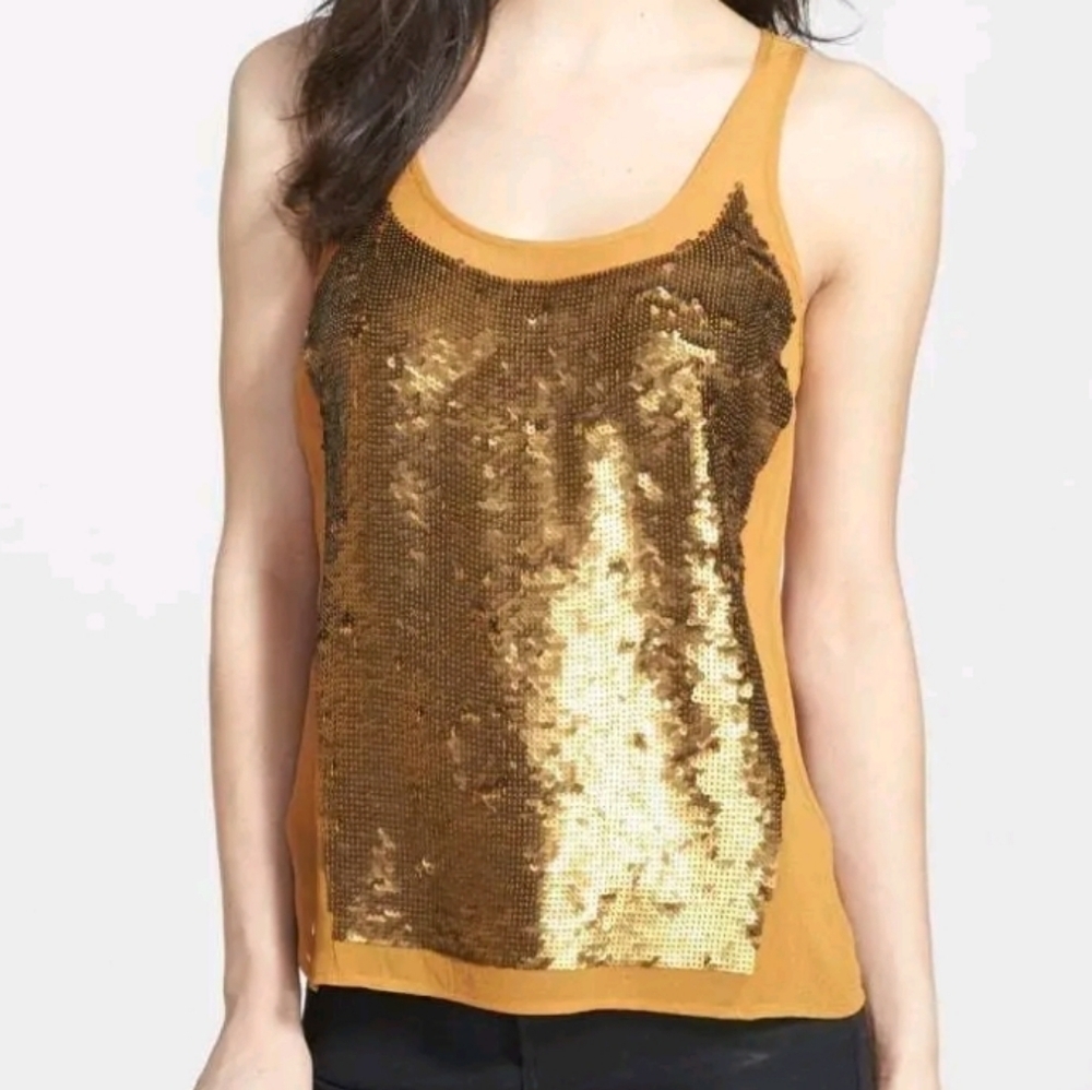 Trouve Gold Sequin Tank Top XS BNWT